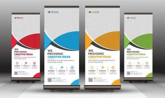 Stilvolles Corporate Roll-Up-Banner-Vorlage einzigartiges Design für den Mehrzweckeinsatz mit kreativen Formen und Ideen vektor