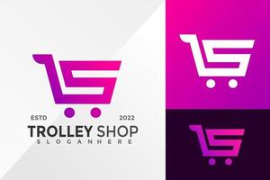 Buchstabe s Trolley-Shop-Logo-Design-Vektor-Illustration-Vorlage vektor