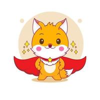 süße Fuchs-Cartoon-Figur posiert wie Superheld vektor