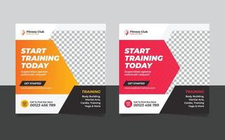 Fitness-Studio-Werbung Social-Media-Post-Web-Banner-Quadrat-Flyer-Vorlagen-Design vektor