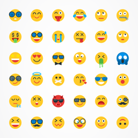 Flacher Emoji-Emoticon-Vektor-Ikonensatz vektor