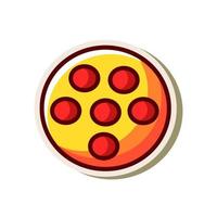 pizza platt design läcker mat tecknad illustration vektor