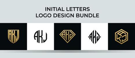 Anfangsbuchstaben akj Logo Designs Bundle vektor