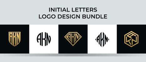 Anfangsbuchstaben akn Logo Designs Bundle vektor