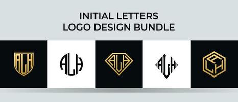 initiala bokstäver alh logotyp design bunt vektor
