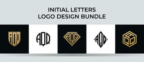 initiala bokstäver aqq logotyp design paket vektor
