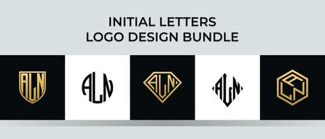 initiala bokstäver aln logotyp design bunt vektor