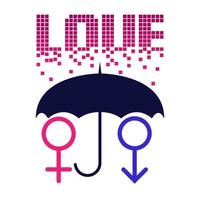 Liebe Schriftzug Regenschirmschutz vektor