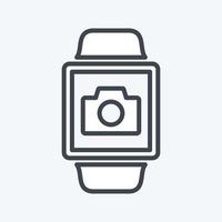 Kamera-App-Symbol im trendigen Linienstil isoliert auf weichem blauem Hintergrund vektor
