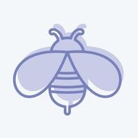 Bienensymbol im trendigen zweifarbigen Stil isoliert auf weichem blauem Hintergrund vektor