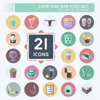 Café und Bar Icon Set Icon im trendigen flachen Stil isoliert auf weichem blauem Hintergrund vektor