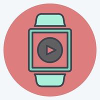 Video-App-Symbol im trendigen Color Mate-Stil isoliert auf weichem blauem Hintergrund vektor