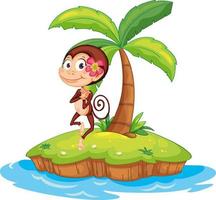lächelnde Affen-Cartoon-Figur auf isolierter Insel vektor