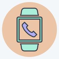 Anruf-App-Symbol im trendigen Color Mate-Stil isoliert auf weichem blauem Hintergrund vektor
