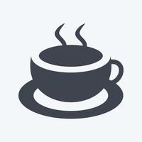 Symbol für heißen Kaffee im trendigen Glyphen-Stil isoliert auf weichem blauem Hintergrund vektor
