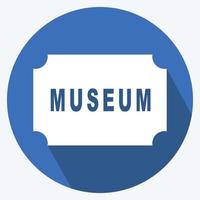 ikon museum tag - lång skugga stil vektor