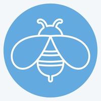Bienensymbol im trendigen blauen Augen-Stil isoliert auf weichem blauem Hintergrund vektor