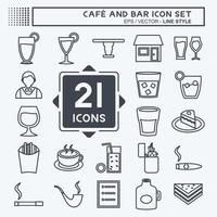 Café- und Bar-Icon-Set-Symbol im trendigen Linienstil isoliert auf weichem blauem Hintergrund vektor