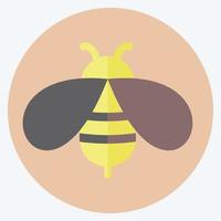 Bienensymbol im trendigen flachen Stil isoliert auf weichem blauem Hintergrund vektor