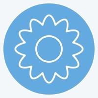 Blumensymbol im trendigen blauen Augen-Stil isoliert auf weichem blauem Hintergrund vektor