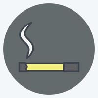 beleuchtetes Zigarettensymbol im trendigen Farbkamerad-Stil isoliert auf weichem blauem Hintergrund vektor