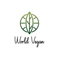 Weltlogodesign und Blattsymbol zum jährlichen Gedenken an den Weltvegantag. vektor