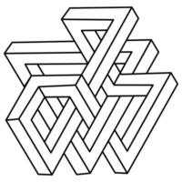 Figuren der Heiligen Geometrie. unmögliche Gestalt. Webdesign-Elemente. Objekt der optischen Täuschung. Escher-Stil. Liniendesign. Op-Art. vektor