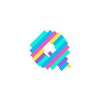 färgglada moderna pixel q bokstav logotyp designmall. kreativ teknik ikon symbol element vektor illustration perfekt för din visuella identitet.