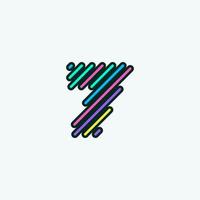 moderne bunte 7-stellige Logo-Design-Vorlage. süße Comic-Alphabet-Symbol-Vektor-Illustration perfekt für Ihre visuelle Identität. vektor