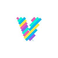 bunte moderne Pixel-V-Brief-Logo-Design-Vorlage. Kreative Technologie Symbol Symbol Element Vector Illustration perfekt für Ihre visuelle Identität.