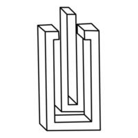 unmögliche Formen. Figur der Heiligen Geometrie. Objekt der optischen Täuschung. abstraktes ewiges geometrisches Objekt. unmögliche endlose Umrissform. Op-Art. unmögliche Geometriefigur auf weißem Hintergrund. vektor