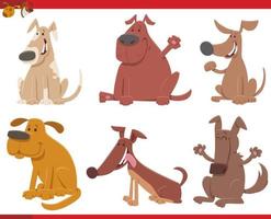 tecknade roliga hundar och valpar komiska karaktärer set vektor
