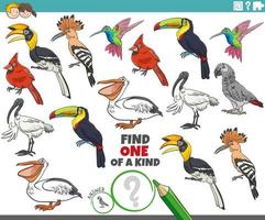 unikt spel med tecknade fåglar djurfigurer vektor