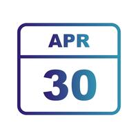 30. April Datum an einem Tageskalender vektor