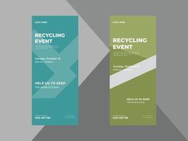 recycline event roll up banner design, recycline event dl flyer, recycline event promotion banner mall, broschyr, utskriftsklar vektor