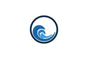 einfache minimalistische kreisförmige Welle für Surfsportclub-Logo-Design-Vektor vektor
