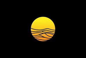 enkel minimalistisk soluppgång solnedgång hav havsvåg logotyp design vektor