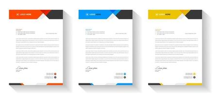 Corporate moderne Briefkopf-Designvorlage mit blauer, gelber und oranger Farbe. Kreative moderne Briefkopf-Designvorlage für Ihr Projekt. Briefkopf, Briefkopf, einfaches Briefkopfdesign.
