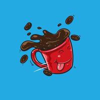 Cartoon Kaffeebecher fliegen vektor