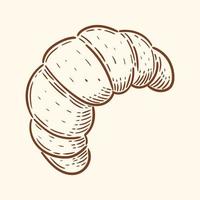 Croissant, Brötchen. Symbol für Bäckerei oder Menü. Gravur-Vektor-Illustration vektor