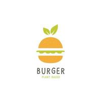 burger vegan logotyp, växtbaserad hamburgare logotyp ikon vektor