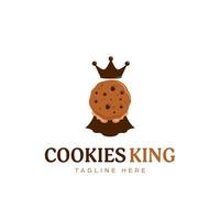 choklad kaka cookies kung logotyp maskot symbol med krona och udde ikon illustration vektor