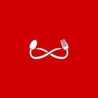 Unendlich essen unbegrenztes Essen Logo Symbol Symbol Vorlage mit Gabel und Löffel vektor