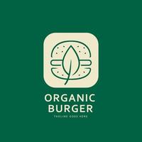 Bio-veganes Burger-Logo, pflanzenbasiertes Burger-Logo-Symbol Symbol Monoline-Stil vektor