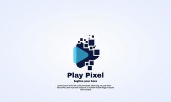 vektor media spela pixel logotyp formgivningsmall