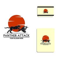 panter attack siluett logotyp vektor