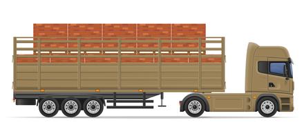 LKW-Sattelaufliegerlieferung und Transport der Baumaterialkonzept-Vektorillustration vektor