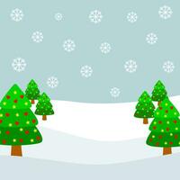 snö och träd jultema vektor