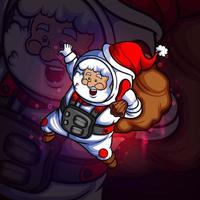 der weihnachtsmann mit dem astronautenkostüm esport maskottchen design vektor