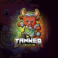 Der Tanker Happy Bull Esport Logo-Design vektor